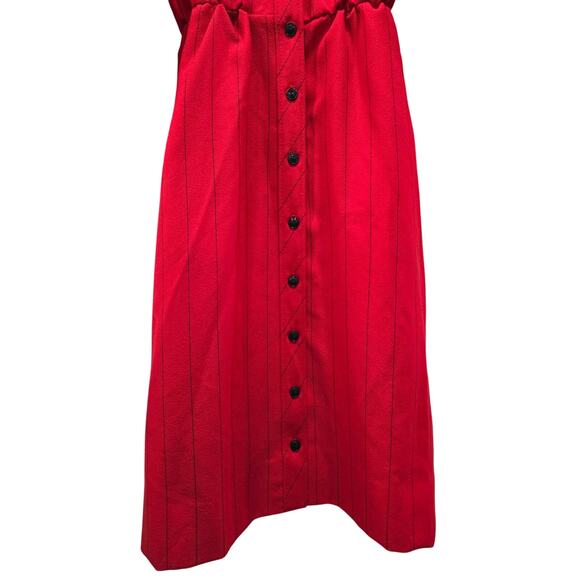 Vintage 1980s Sears“The Fashion Place” Red Striped Shirt Dress – Size 16 (union) - Picture 3 of 16
